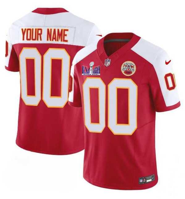 Men & Women & Youth Kansas City Chiefs Active Player Custom Red White 2024 F.U.S.E. Super Bowl LVIII Patch Vapor Untouchable Limited Jersey